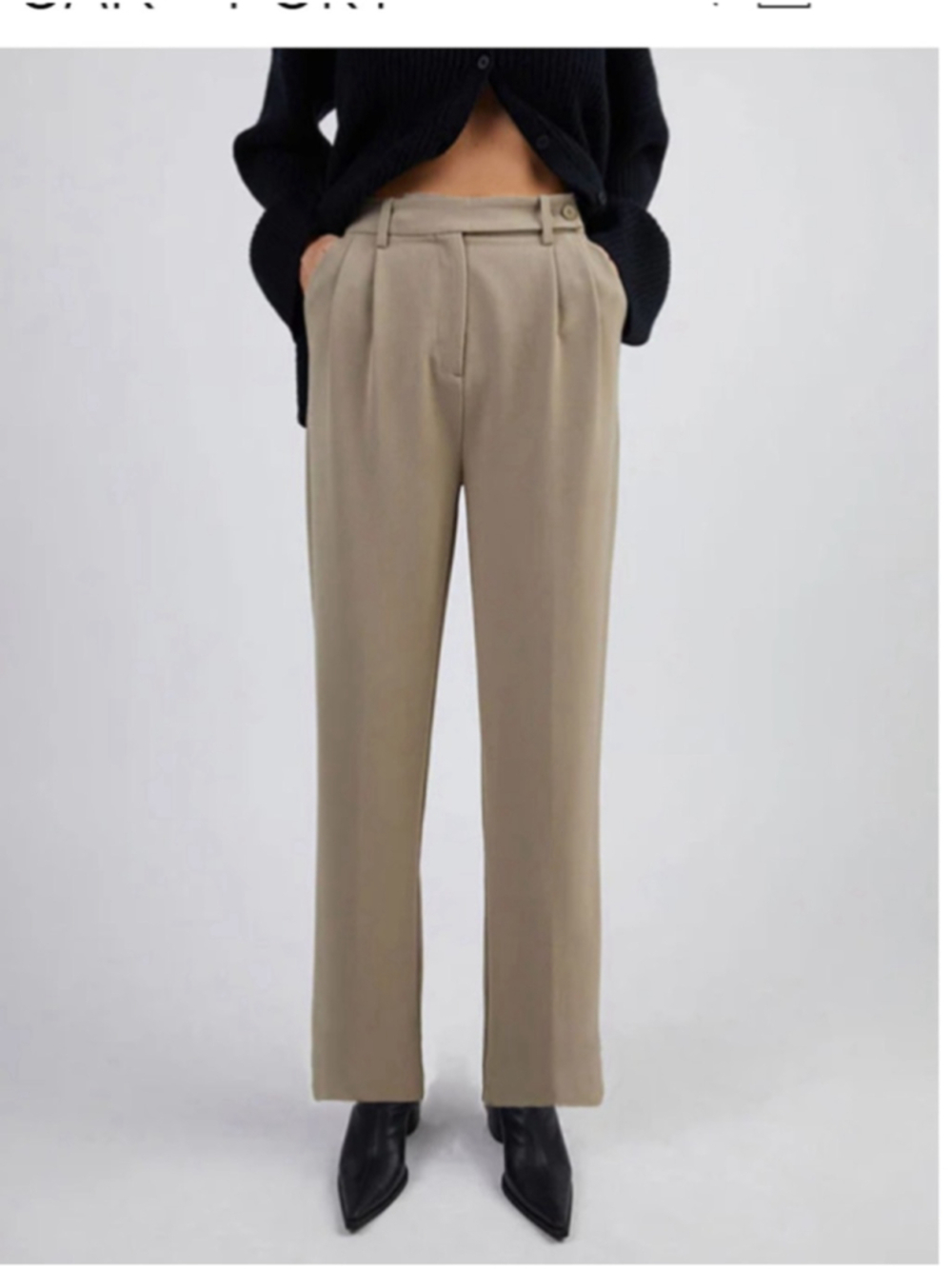 Oak + Fort wide leg trouser Beige Neutral Khaki Pants business casual sz 2
